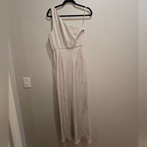 BHLDN Dylan One Shoulder Satin Side Slit Gown Sz S - Picture 5 of 5